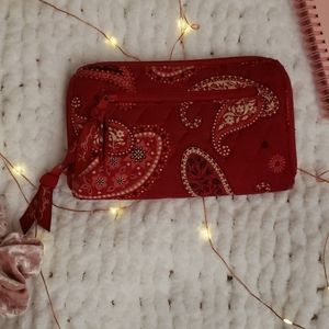 SIGNED Vera Bradley accordian wallet in Mesa Red